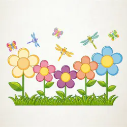Flores y libelulas